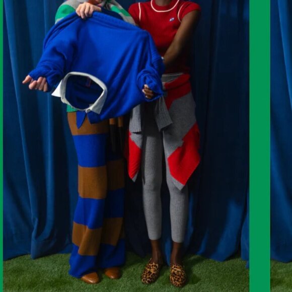 New NONAME Striped Rugby 100% Cashmere Nutty/Regatta Stripe Pant NWT Large - Picture 2 of 2